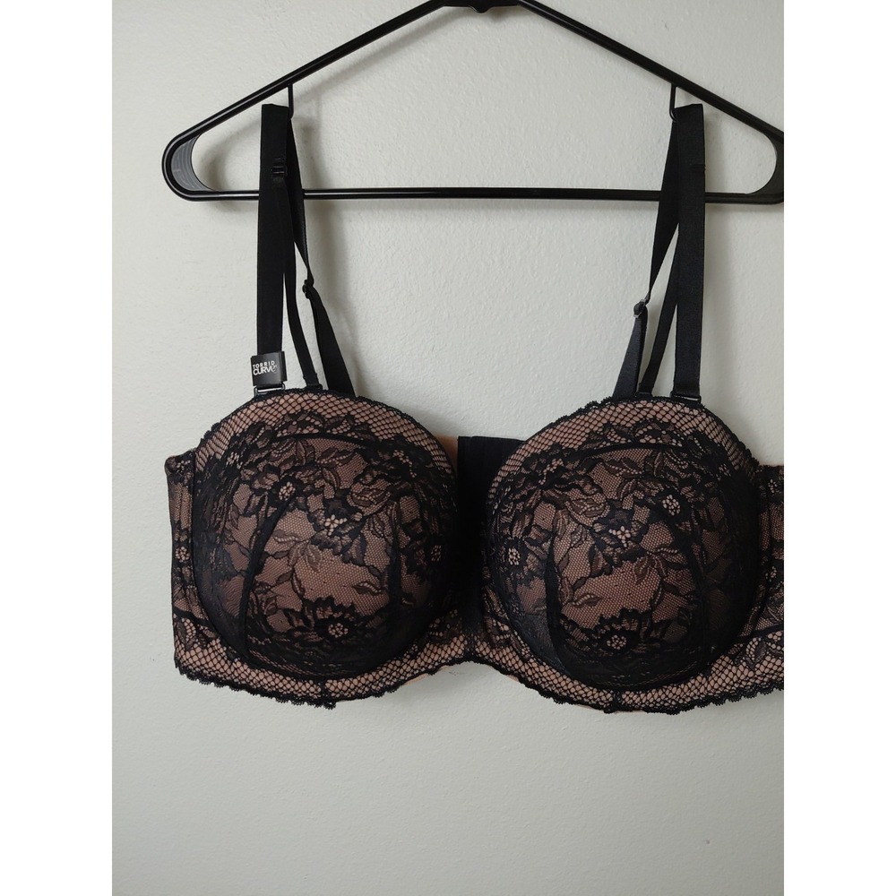 Torrid CurveBlack 46DDD Lace Balconette Strapless Lined Back Org $59.50 Sexy Bra